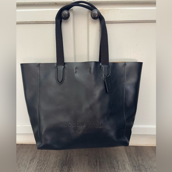 COACH Limited Edition Hudson Yards Black Leather Derby Tote Large - Picture 1 of 15